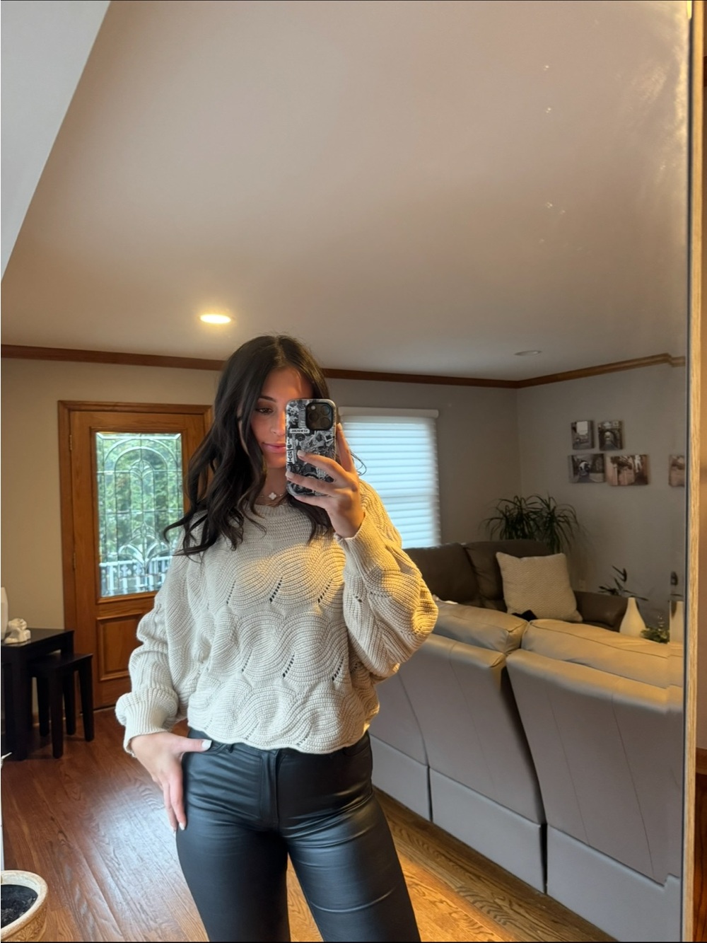 Textured Cable Crewneck Sweater - Cream